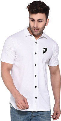 GEUM Men Solid Casual White Shirt