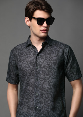 METRONAUT Men Printed Casual Black, Grey Shirt
