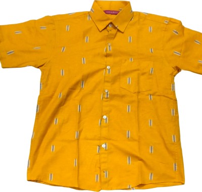 LIBSADRESSES Men Printed Casual Yellow Shirt