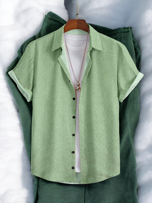 GCFAB Men Printed Casual Green Shirt