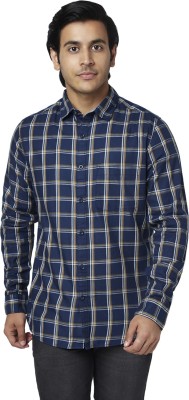 YU by Pantaloons Men Checkered Casual Dark Blue Shirt