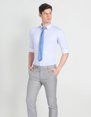 ARROW Men Printed Formal Light Blue, White Shirt