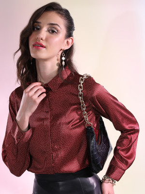 Tokyo Talkies Women Printed Casual Red Shirt