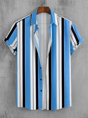 PRAMUKH ENTERPRIASE Men Striped Casual Blue Shirt