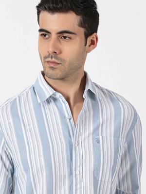 Royal De Vogue Men Striped Casual Blue, White Shirt