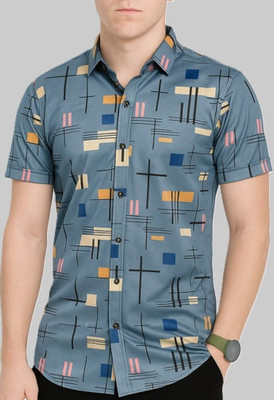 AVOLT Men Printed Casual Blue Shirt
