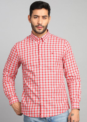 KILLER Men Checkered Casual Orange Shirt