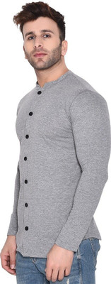 BEYOU FASHION Men Solid Casual Silver Shirt