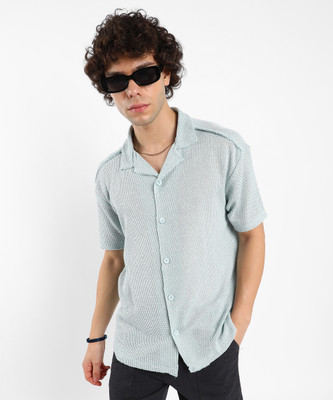 CAMPUS SUTRA Men Self Design Casual Blue Shirt