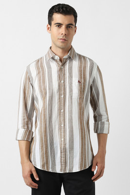 VAN HEUSEN Men Striped, Color Block Casual Multicolor Shirt