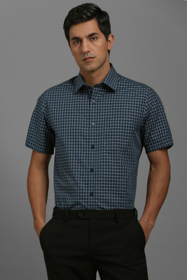 LOUIS PHILIPPE Men Checkered Formal Blue Shirt