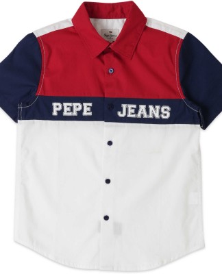 Pepe Jeans Boys Color Block Casual White Shirt