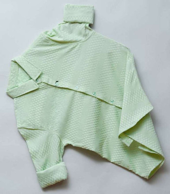 COOL BOY Men Self Design Casual Green Shirt