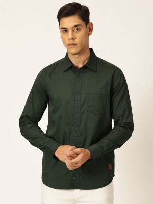 PROVOGUE Men Solid Casual Green Shirt