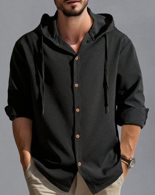 EyeBogler Men Solid Casual Black Shirt