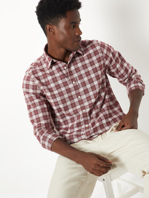 MAX Men Checkered Casual Red, White Shirt