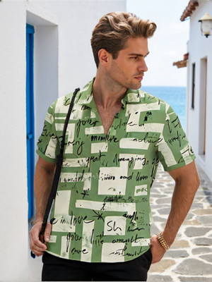 Manamrut Men Printed Casual Light Green Shirt