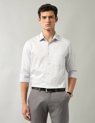 AD by Arvind Men Striped Formal Grey Shirt