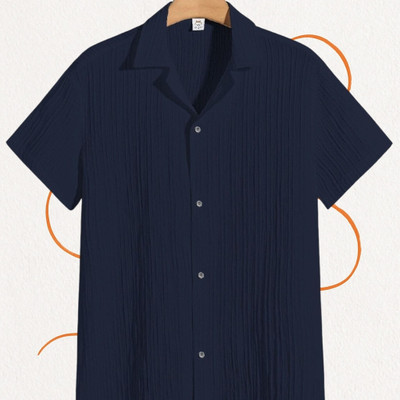 A DEEMOON Men Self Design Formal Gold Shirt