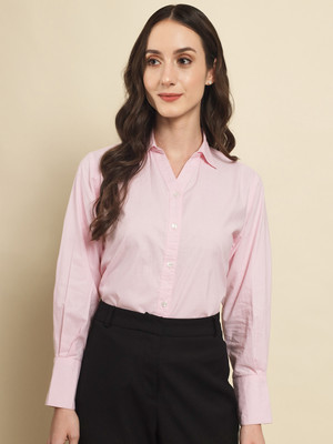 TREND ARREST Women Solid Formal Pink Shirt