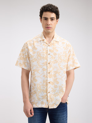 Pepe Jeans Men Printed Casual Beige, White Shirt