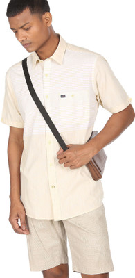 Arrow Sport Men Striped Casual Beige Shirt