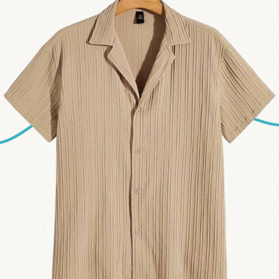 A DEEMOON Men Solid, Self Design Formal Gold Shirt