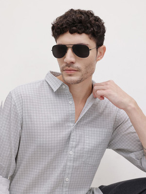Roadster Men Checkered Casual Grey Shirt