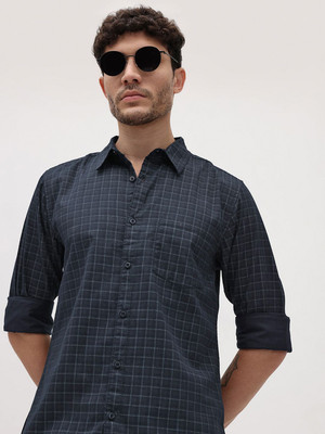 Roadster Men Checkered Casual Blue Shirt