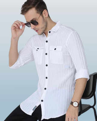 ShirtSqure Fashion Men Solid Casual White Shirt