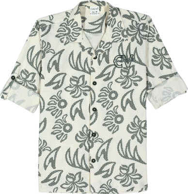 Charchit Boys Printed Casual Green Shirt