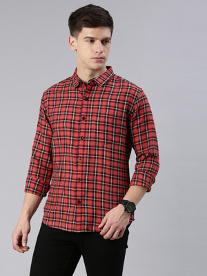 METRONAUT Men Checkered Casual Red, Black, White Shirt