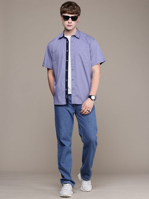 Roadster Men Solid Casual Purple Shirt