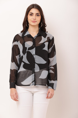 IK Fashion Women Printed Casual Pink, Black Shirt