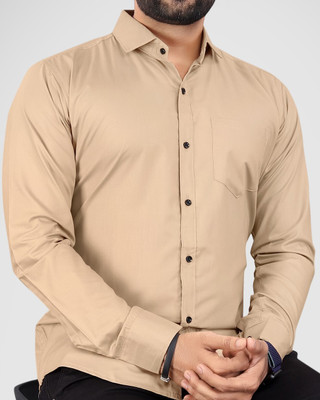 NIVICK Men Solid Casual Beige Shirt