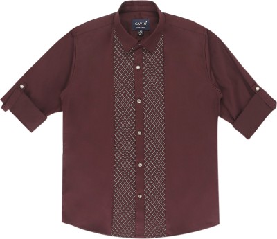 CAVIO Boys Solid Casual Brown Shirt