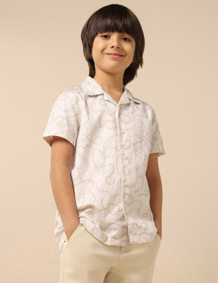 U.S. POLO ASSN. Boys Printed Casual White Shirt