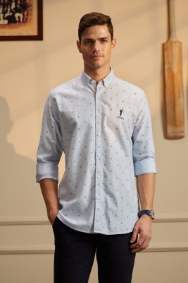 PETER ENGLAND Men Printed Casual Black, Light Blue Shirt