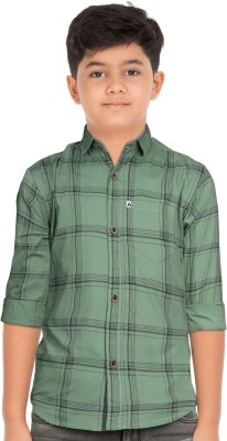 AIDAN PAUL Boys Checkered Casual Green, Black Shirt