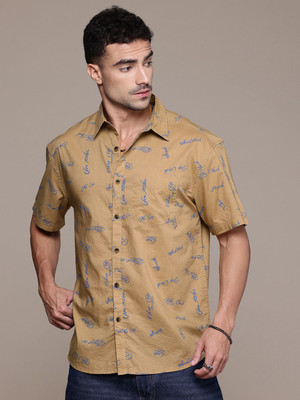 Roadster Men Printed Casual Brown Shirt