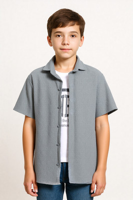 Charchit Boys Solid Casual Grey Shirt