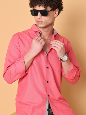 METRONAUT Men Solid Casual Pink Shirt