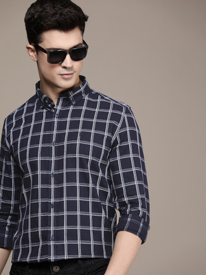 French Connection Men Checkered Casual Blue Shirt