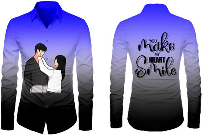 VMENTERPRISE Men Printed Casual Blue, Black Shirt