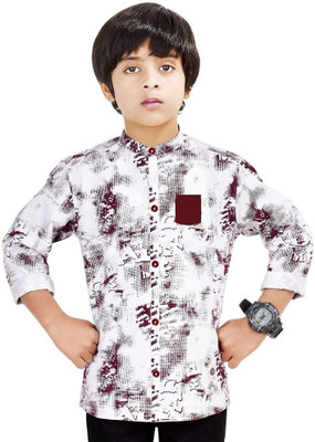 Paper Crane Boys Printed Casual White Shirt