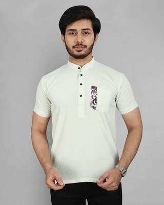 Moda Rapido Men Solid Casual Light Green Shirt