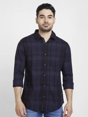 Spykar Men Checkered Casual Blue Shirt