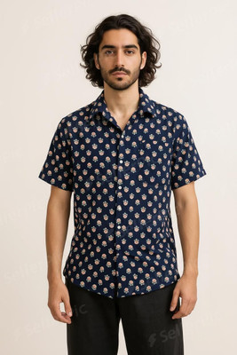 Rangrekha Creations Men Printed Casual Blue Shirt