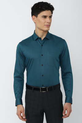 PETER ENGLAND Men Self Design Formal Blue Shirt