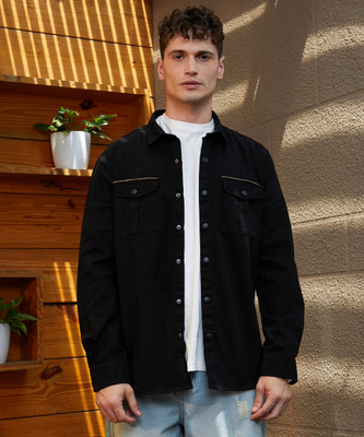 CAMPUS SUTRA Men Color Block Casual Black Shirt